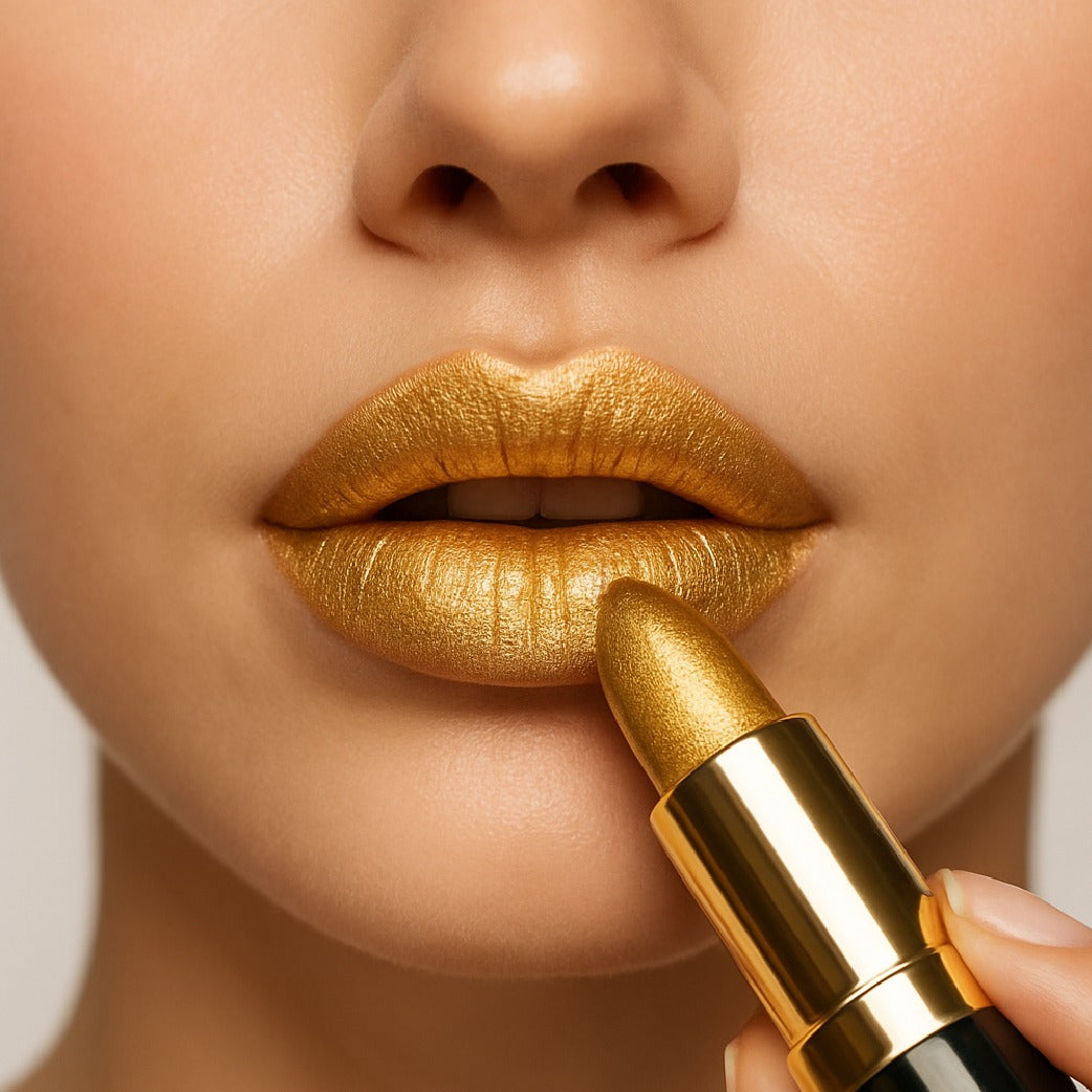 gold lipstick