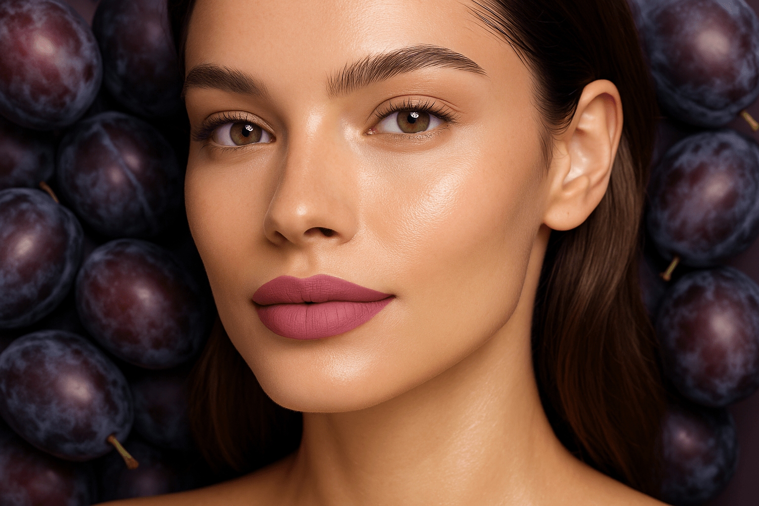 Model portrait with plums