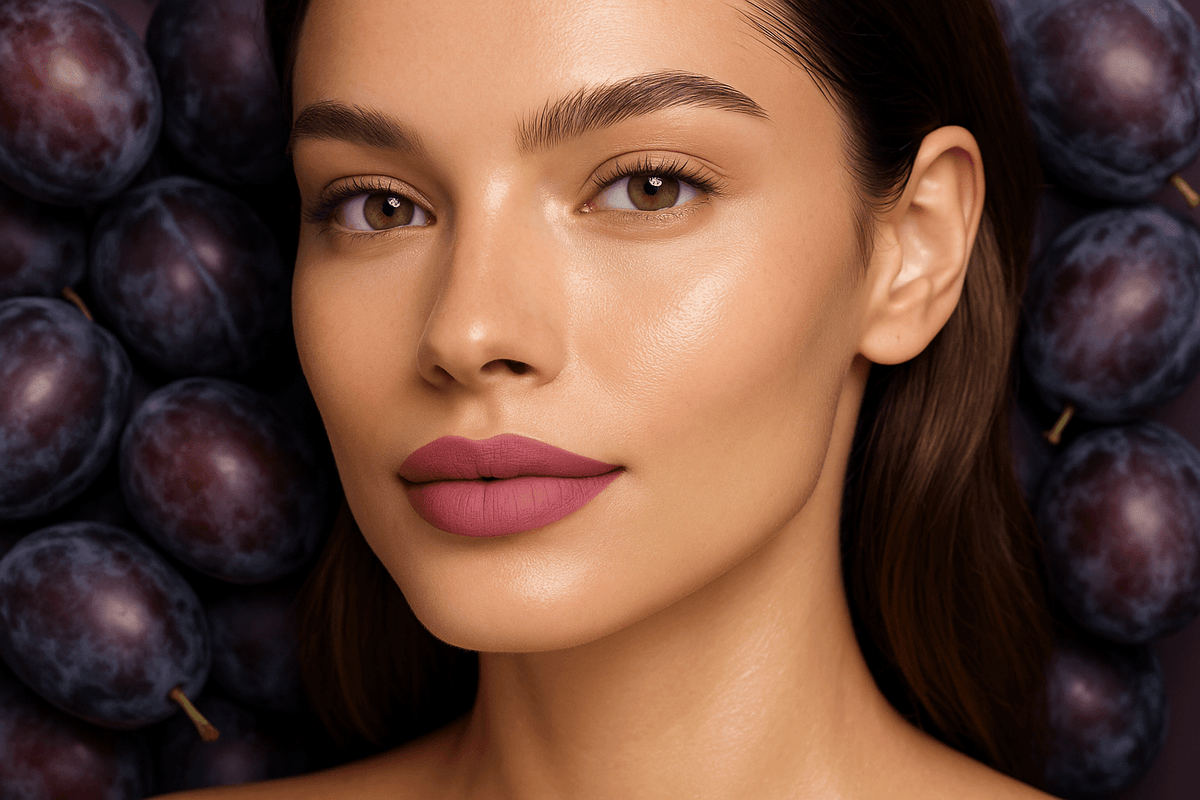Model portrait with plums